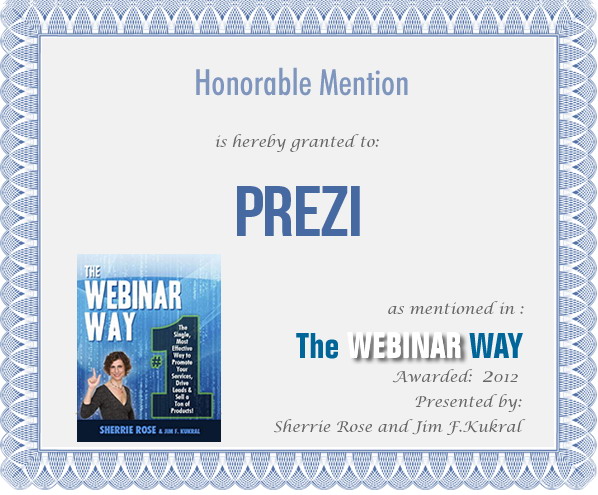 Honorable Mention for Prezi from The Webinar Way